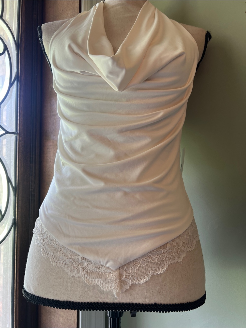 Cream Draped Halter Cowl Neck Top - Picture 3 of 8